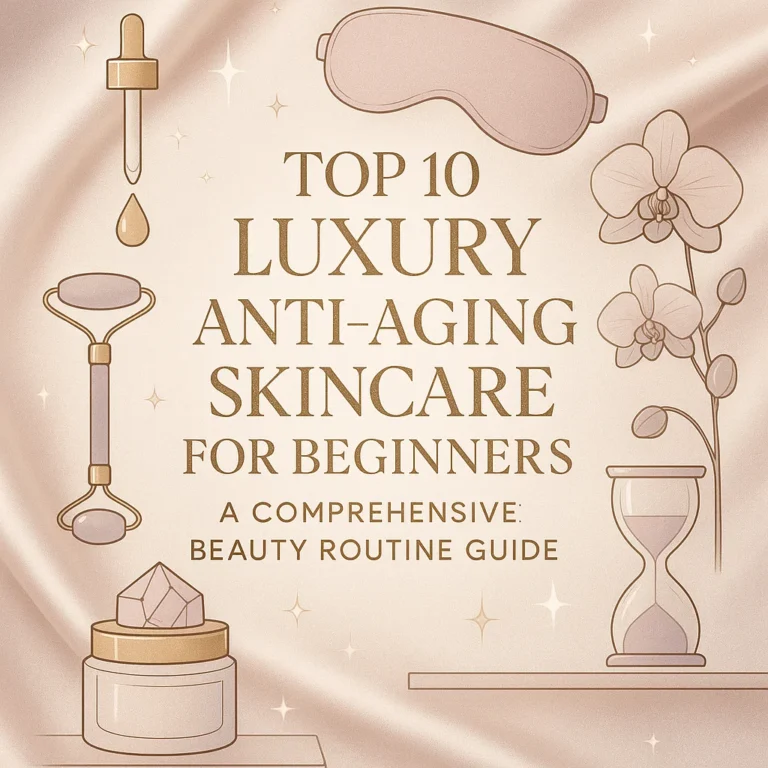 Luxurious skincare-themed blog cover with golden tones, anti-aging skincare icons, and a sophisticated feminine layout. Luxurious skincare-themed blog cover with golden tones, anti-aging skincare icons, and a sophisticated feminine layout.